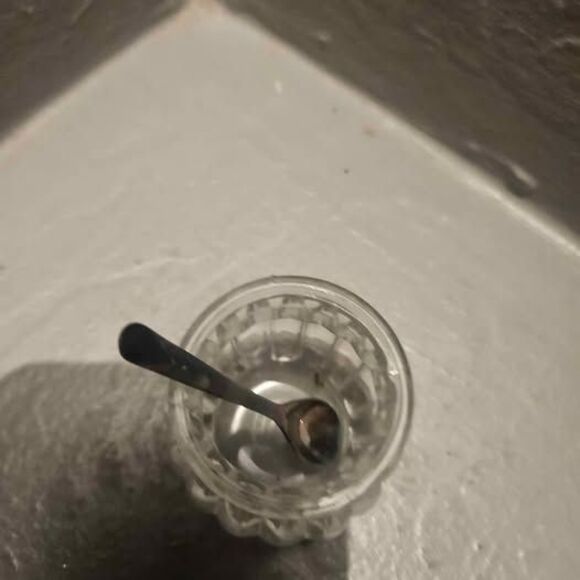 Silver Plated And Glass Sugar Bowl with Spoon 2" - Picture 3 of 3